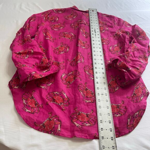 NWT J. Crew Ratti Linen King Crab Print Button Up Shirt Size 4 New - Picture 8 of 8